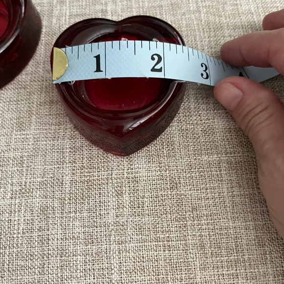 Set of Heart Shaped Glass Tea Light Holders - Picture 3 of 4